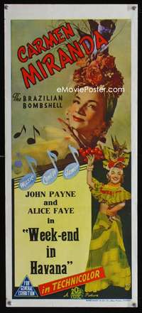 a922 WEEKEND IN HAVANA Aust daybill movie poster '41 Carmen Miranda