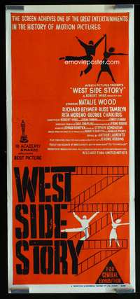 a923 WEST SIDE STORY Aust daybill '62 Academy Award winning classic musical, wonderful art!