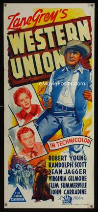 a925 WESTERN UNION Aust daybill movie poster '41 Fritz Lang, Zane Grey