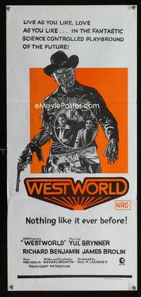 a926 WESTWORLD Aust daybill movie poster R70s cyborg Yul Brynner!