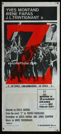 a944 Z Aust daybill movie poster '69 Yves Montand, Costa-Gavras