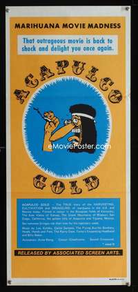 a413 ACAPULCO GOLD Aust daybill movie poster R80s marijuana, Gortner