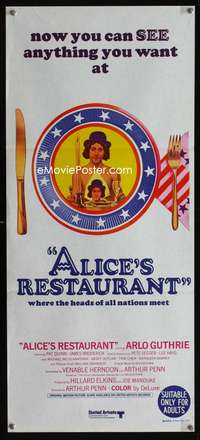 a425 ALICE'S RESTAURANT Aust daybill movie poster '69 Guthrie, Penn
