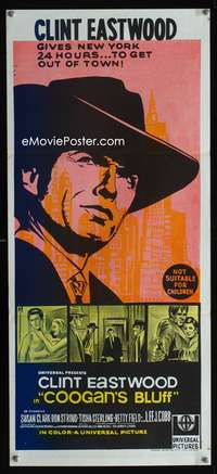 a511 COOGAN'S BLUFF Aust daybill movie poster '68 Clint Eastwood