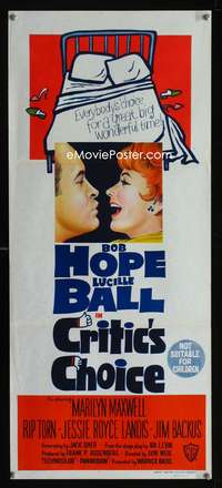a515 CRITIC'S CHOICE Aust daybill movie poster '63 Bob Hope, Lucy Ball