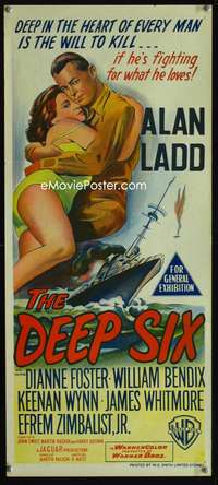 a531 DEEP SIX Aust daybill movie poster '58 Alan Ladd, Dianne Foster