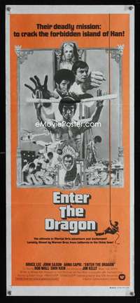 a559 ENTER THE DRAGON Aust daybill movie poster '73 Bruce Lee classic!