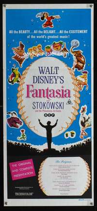a569 FANTASIA Aust daybill movie poster R70s Mickey Mouse, Disney