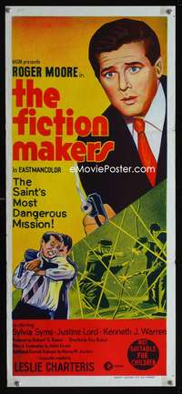 a573 FICTION MAKERS Aust daybill movie poster '67 Roger Moore, Saint!