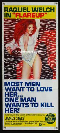 a577 FLAREUP Aust daybill movie poster '70 super sexy Raquel Welch!