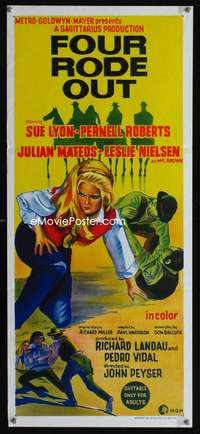 a584 FOUR RODE OUT Aust daybill movie poster '69 sexy Sue Lyon!