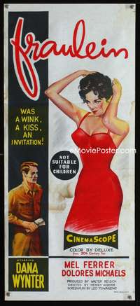 a585 FRAULEIN Aust daybill movie poster '58 sexy Dana Wynter!
