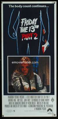 a586 FRIDAY THE 13th 2 Aust daybill movie poster '81 slasher horror!