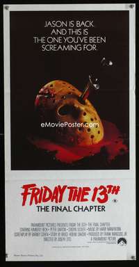 a588 FRIDAY THE 13th 4 Aust daybill movie poster '84 gory hockey mask