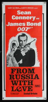a591 FROM RUSSIA WITH LOVE Aust daybill movie poster R70s Connery, Bond