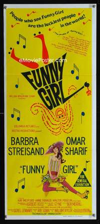 a594 FUNNY GIRL Aust daybill movie poster '69 Barbra Streisand
