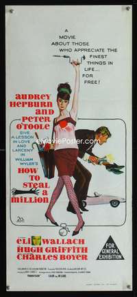 a632 HOW TO STEAL A MILLION Aust daybill movie poster '66 A, Hepburn
