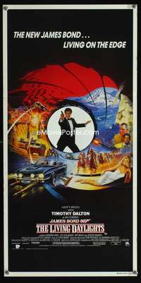 a676 LIVING DAYLIGHTS Aust daybill movie poster '86 different style!