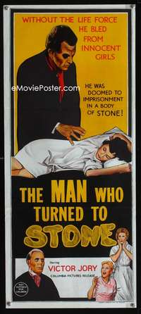 a694 MAN WHO TURNED TO STONE Aust daybill movie poster '57 Victor Jory