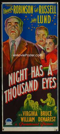 a718 NIGHT HAS A THOUSAND EYES Aust daybill movie poster '48 Robinson