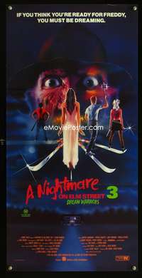 a723 NIGHTMARE ON ELM STREET 3 Aust daybill movie poster '87 Freddy!