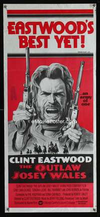 a735 OUTLAW JOSEY WALES Aust daybill movie poster '76 Clint Eastwood