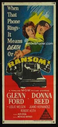 a767 RANSOM Aust daybill movie poster '56 Glenn Ford, Donna Reed