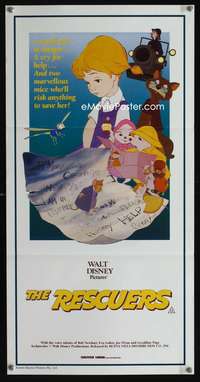 a772 RESCUERS Aust daybill movie poster R80s Walt Disney mice cartoon!