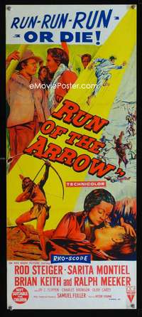 a791 RUN OF THE ARROW Aust daybill movie poster '57 Fuller, Steiger