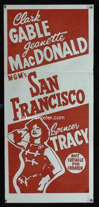 a793 SAN FRANCISCO Aust daybill movie poster R60s Gable, MacDonald