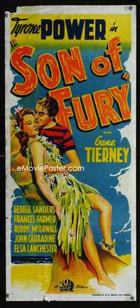 a830 SON OF FURY Aust daybill movie poster '42 Tyrone Power, Tierney