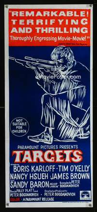 a870 TARGETS Aust daybill movie poster '68 Boris Karloff, Bogdanovich