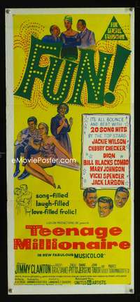 a873 TEENAGE MILLIONAIRE Aust daybill movie poster '61 Jimmy Clanton