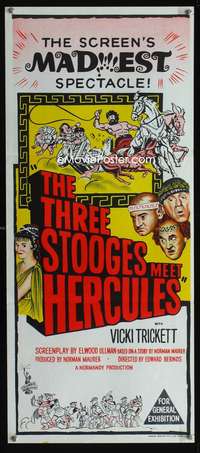 a884 THREE STOOGES MEET HERCULES Aust daybill movie poster '61 w/Joe!