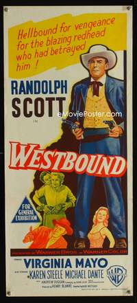 a924 WESTBOUND Aust daybill movie poster '59 Randolph Scott,Boetticher