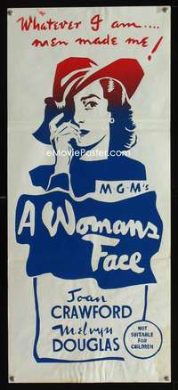 a933 WOMAN'S FACE Aust daybill movie poster R50s Joan Crawford
