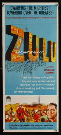 a949 ZULU Aust daybill movie poster '64 Stanley Baker, Michael Caine