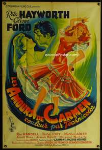 a037 LOVES OF CARMEN French 31x47 movie poster '48 Rita Hayworth
