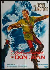 a114 ADVENTURES OF DON JUAN German movie poster R60s Errol Flynn