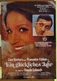a180 HAPPY NEW YEAR German movie poster '74 Claude Lelouch, Fabian