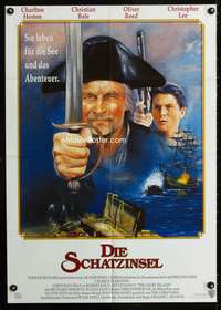 a251 TREASURE ISLAND German movie poster '90 Heston, Christian Bale