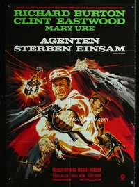 a263 WHERE EAGLES DARE German movie poster '68 Eastwood, Burton
