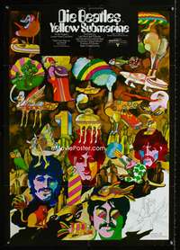 a267 YELLOW SUBMARINE German movie poster '68 The Beatles, cool art!
