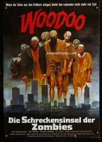 a268 ZOMBI 2 German movie poster '79 Lucio Fulci, zombie horror!