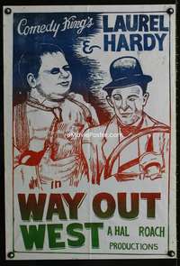 a042 WAY OUT WEST Indian movie poster R60s Laurel & Hardy classic!