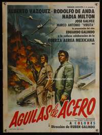 a323 AGUILAS DE ACERO Mexican movie poster '71 fighter planes!