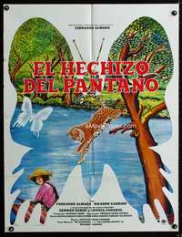 a331 EL HECHIZO DEL PANTANO Mexican movie poster '78 leopard!