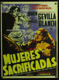 a353 MUJERES SACRIFICADAS Mexican movie poster '52 Sevilla