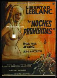 a355 NOCHES PROHIBIDAS Mexican movie poster '68 sexy art!