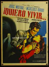 a362 QUIERO VIVIR Mexican movie poster '53 Juanino art!